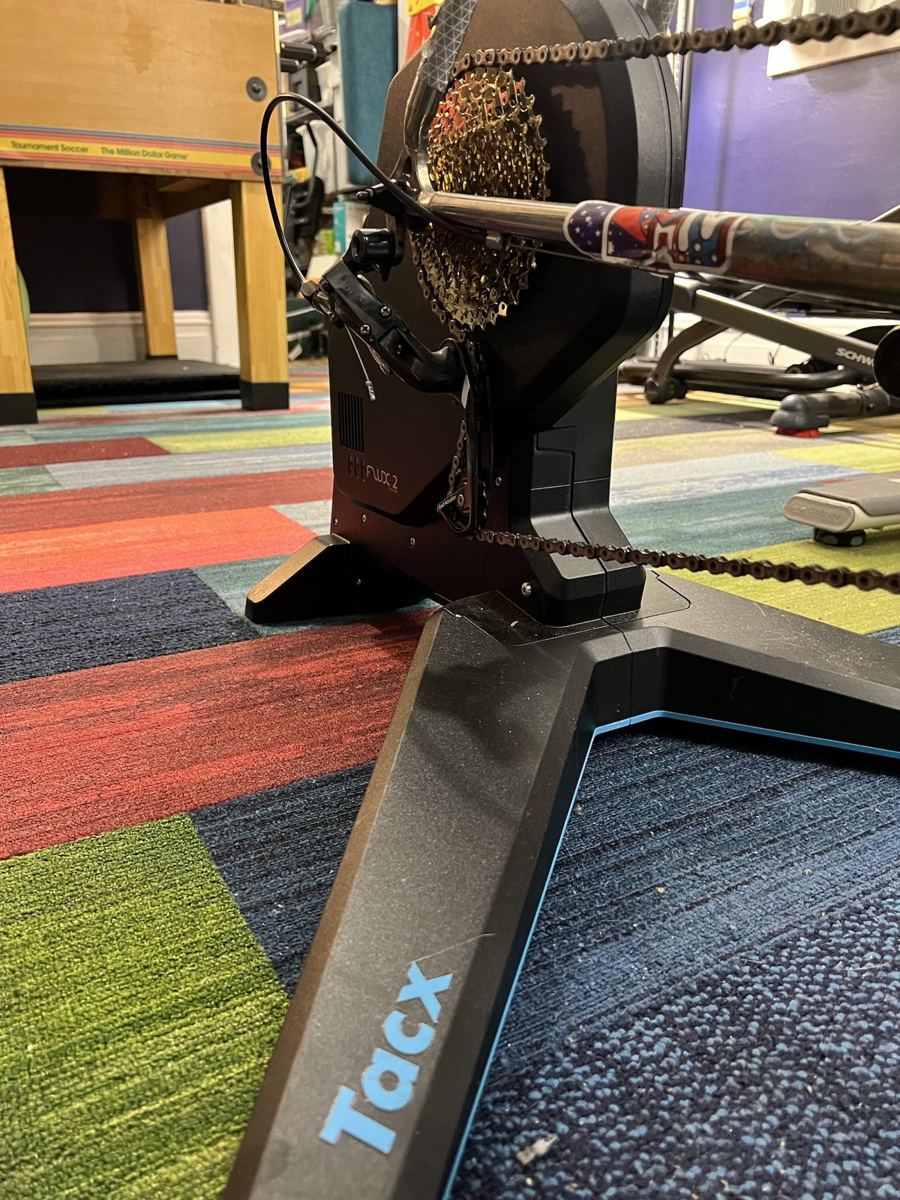 Garmin Tacx Flux in the garage.