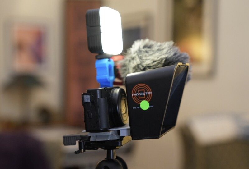 3D printed triple cold-shoe mount and ZV-1 to teleprompter mount.